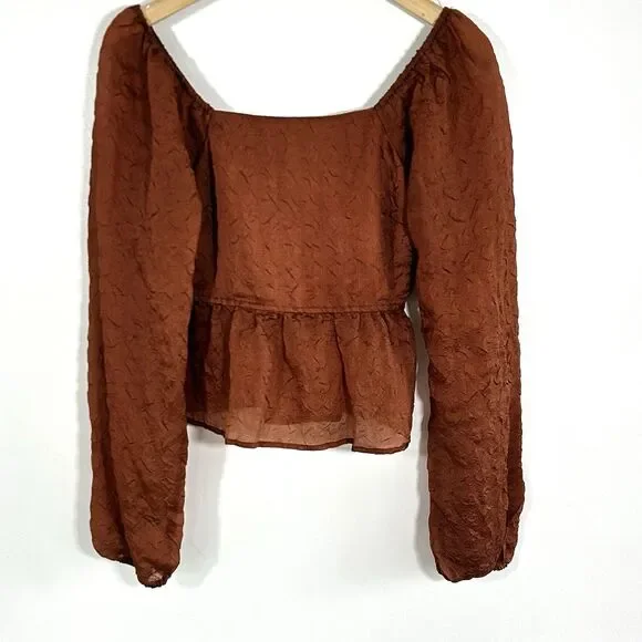 Gilli Top Size Small Peasant Smocked Back Square Neckline Crinkle Smocked Back - Picture 2 of 10